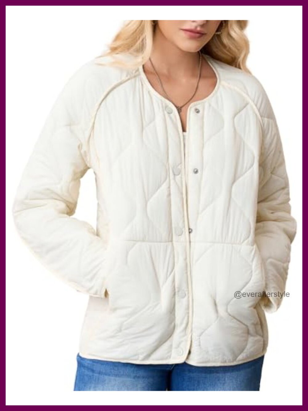 Womens Quilted Puffer Jacket Button Down Lightweight Winter Coat